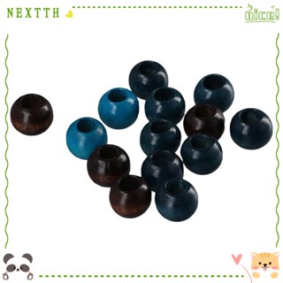 Nextth ลูกปัดไม้ สีฟ้า รูขนาดใหญ่ (10 มม.) สําหรับงานฝีมือ DIY 150 ชิ้น