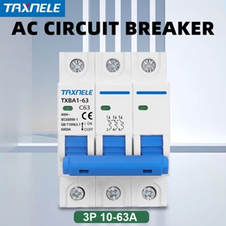 สวิตช์เบรกเกอร์ป้องกันไฟฟ้าเกิน AC MCB 3P 230V 400V 6KA 10A 16A 20A 32A 40A 50A 63A