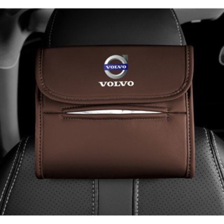 VOLVO LOGO tissue bag S60 S90 XC40 XC60 XC90 V40 V60 V90 car seat rear hanging storage box sun visor hanging leather tissue bag