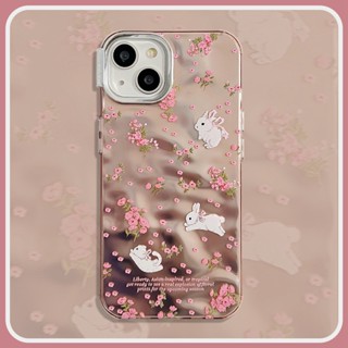 เคสโทรศัพท์มือถือ กันกระแทก ลายดอกไม้ กระต่าย แฟชั่น สําหรับ iPhone15 14Pro 13 12 11 Pro Max