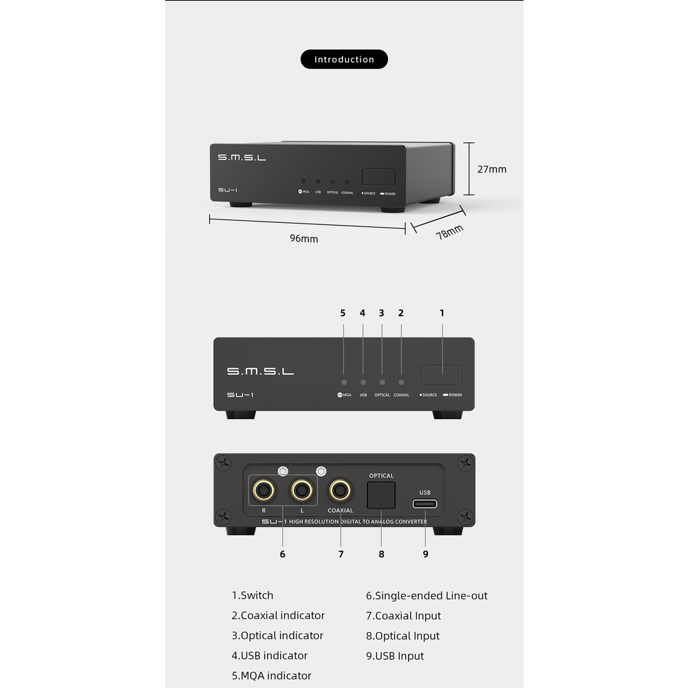 Smsl SU-1 / SU1 ความละเอียดสูง USB MQA Audio Decktop DAC
