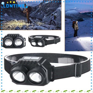 Lontime ไฟฉายคาดศีรษะ LED สว่าง กันน้ํา แบบพกพา ชาร์จได้ พลังงานสูง สําหรับกลางแจ้ง