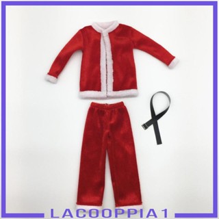 [Lacooppia1] เสื้อโค้ทคริสต์มาส สีแดง และสีขาว 1 ชุด 6 กางเกง และเข็มขัด สําหรับฟิกเกอร์แอกชัน 12 นิ้ว