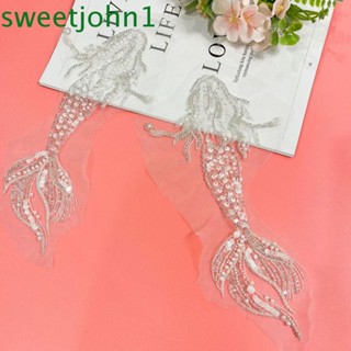 Sweetjohn แผ่นแพทช์นางเงือก ปักลาย สําหรับเย็บปักถักร้อย DIY