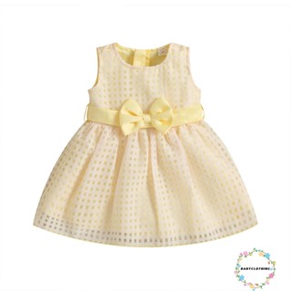 Babyclothes- ชุดเดรสทรงเอ แขนกุด ลายสก๊อต ลําลอง พร้อมโบว์คาดเอว แฟชั่นฤดูร้อน สําหรับเด็กวัยหัดเดิน