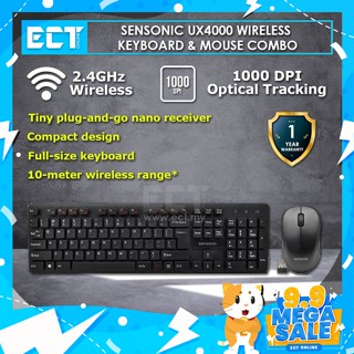 Sensonic UX4000 เมาส์ไร้สาย 2.4GHz และคีย์บอร์ดคอมโบ สีดํา