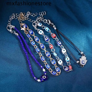 Mxfashione สร้อยข้อมือ จี้ไข่มุก รูปตาปีศาจ นําโชค สไตล์เกาหลี