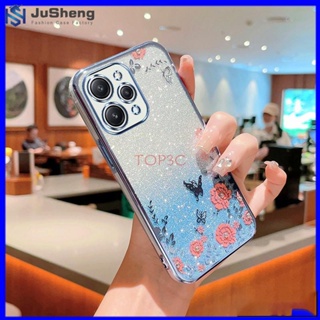 Jusheng เคสโทรศัพท์มือถือ ลายผีเสื้อกระพริบ สําหรับ Redmi 12 MMHY