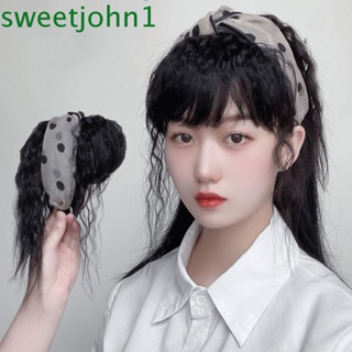 Sweetjohn ที่คาดผมหน้าม้า ผมหน้าม้า สีน้ําตาล สีดํา ผมคน ไร้รอยต่อ มองไม่เห็น ผมหน้าม้าหยิก ธรรมชาติ ผู้หญิง