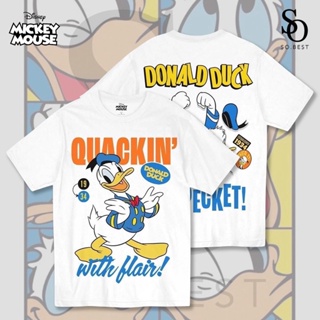 SO.BEST เสื้อยืดดิสนีย์ Donald Duck สกรีนหน้า - หลัง  ผ้าสีขาว ลิขสิทธิ์แท้ Disney