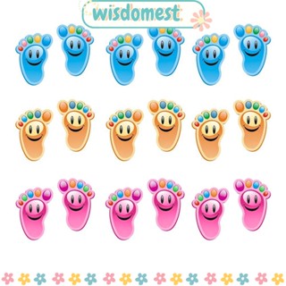 Wisdomest สติกเกอร์ไวนิล ลายการ์ตูนสัตว์ยิ้มน่ารัก มีกาวในตัว สําหรับติดตกแต่งพื้นเด็ก เนอสเซอรี่ 30 คู่