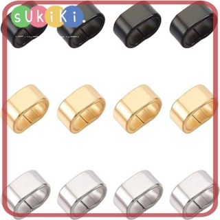 Sukiki จี้สไลด์ สเตนเลส ทรงสี่เหลี่ยมผืนผ้า สีทอง สีเงิน สีดํา 3 สี 3 สี อุปกรณ์เสริม สําหรับเครื่องประดับ