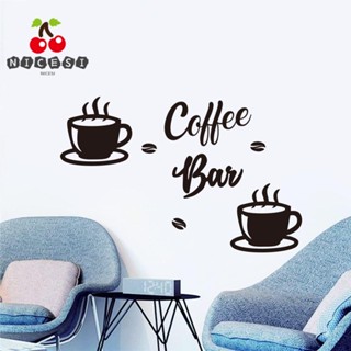 Nicesi ป้าย PVC มีกาวในตัว สีดํา สําหรับแขวนตกแต่งผนัง แก้วกาแฟ บาร์ ห้องครัว 7 ชิ้น