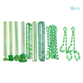 Mary 6 ชิ้น สีเขียว แชมร็อก ลูกปัด สร้อยคอ St Patricks วันไอริช โคลเวอร์ ลูกปัด สร้อยคอ