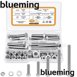 Blueming2 ชุดสลักเกลียวเมตริก สีเงิน 3/8-16x1 นิ้ว เป็น 3/8-16x3 นิ้ว 72 ชิ้น