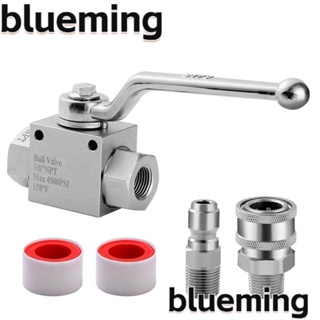 Blueming2 ชุดวาล์วบอลแหวนรอง สเตนเลส 3/8 นิ้ว เชื่อมต่อเร็ว ทนทาน 4500 PSI สีเงิน