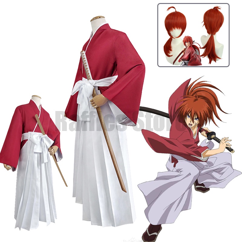 Anime Rurouni Kenshin cos HIMURA KENSHIN Cartoon Halloween Party Cosplay  Man Woman Cosplay costume Japanese blue red kimono - AliExpress