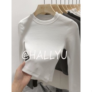 HALLYU เสื้อครอป เสื้อแฟชั่นผู้หญิง สีพื้น สําหรับผู้หญิง ใส่ไปคลับ ปาร์ตี้ 2023 NEW WTX2390OVD 37Z230911