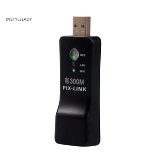 Instylelady อะแดปเตอร์ทวนสัญญาณเครือข่ายสมาร์ททีวี ไร้สาย USB WiFi 300Mbps ขนาดพกพา