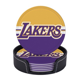 (6 ชิ้น) ที่รองแก้วหนัง LA Lakers ทนความร้อน ทรงกลม พร้อมกล่องเก็บ สําหรับร้านอาหาร ห้องครัว สํานักงาน ฯลฯ