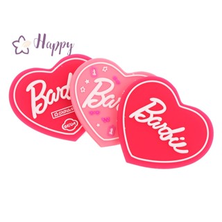 &lt;Happybay&gt; กระจกแต่งหน้า แบบด้านเดียว แบบพกพา ลายการ์ตูนบาร์บี้ ตัวอักษรนูน รูปหัวใจ สีชมพู สําหรับเดินทาง