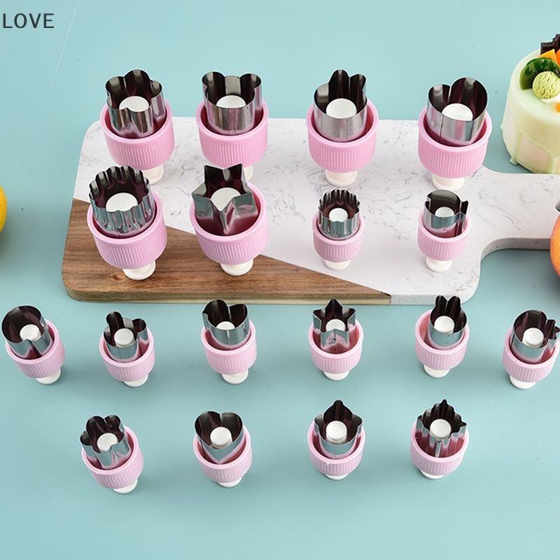 LO แม่พิมพ์อบขนม Fun Functional เครื่องตัดผักรูปร่างเครื่องตัดคุกกี้แบบกดสแตนเลสสําหรับเด็ก SG