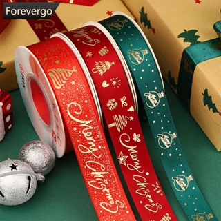 Forevergo ริบบิ้นโพลีเอสเตอร์ พิมพ์ลายคริสต์มาส 25 หลา 25 มม. แฮนด์เมด DIY สําหรับตกแต่งคริสต์มาส C8F4