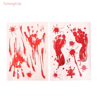 Tolongtrip&gt; สติกเกอร์ ลายรอยเท้าเลือด ฮาโลวีน สําหรับติดผนัง หน้าต่าง พื้น ในร่ม กลางแจ้ง