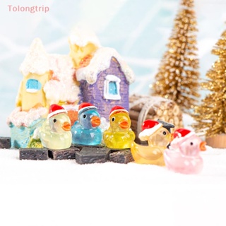 Tolongtrip&gt; แดชบอร์ด รูปเป็ดคริสต์มาส เรืองแสง ขนาดเล็ก สีแดง สําหรับตกแต่งบ้าน รถยนต์ 2 ชิ้น