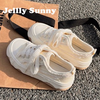  Jellly Sunny  รองเท้าผ้าใบผู้หญิง พื้นหนา ใส่สบาย สไตล์เกาหลี รองเท้าแฟชั่นผู้หญิง มีความนุ่มนวล 2023 ใหม่ FYD2390VV7 37Z230913