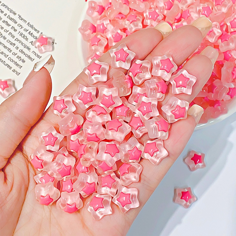 แผ่นเรซิ่นใส รูปดาวห้าแฉก สําหรับตกแต่งกิ๊บติดผม กิ๊บติดผม โทรศัพท์ DIY 10 ชิ้น/ชุด