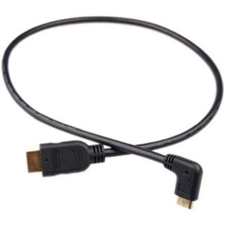 HDMI mini to HDMI cable 0.5M -  สายมินิ HDMI TO HDMI 0.5 เมตรหัวงอ 90 องศาข Black