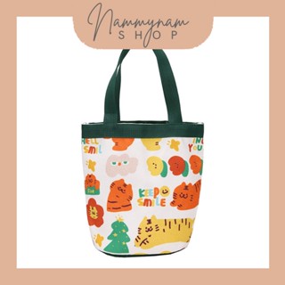 พร้อมส่ง กระเป๋าถือ ทำจากผ้า ลายเสือน้อย ใบเล็ก น่ารักมาก
