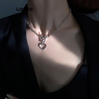 Lovito สร้อยคอโลหะ แบบเรียบ ลําลอง สําหรับผู้หญิง L60AD028 (สีเงิน)