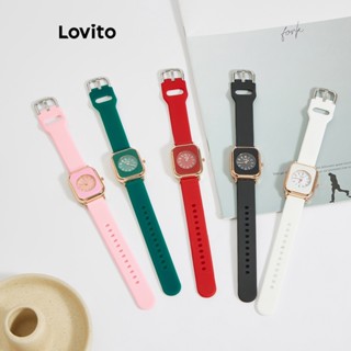 Lovito นาฬิกาข้อมืออิเล็กทรอนิกส์ สีตัดกัน แบบเรียบ ลําลอง สําหรับผู้หญิง L60AD170 (สีขาว/ชมพู/เขียว/ดํา)