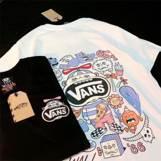 Vans (โลโก้) เสื้อยืดคอกลม แขนสั้น พิมพ์ลายมอนสเตอร์ ปากใหญ่ แนวสตรีท สําหรับผู้ชาย และผู้หญิง 22ss