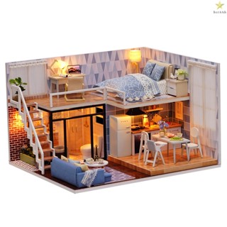 DIY Miniature Loft Dollhouse Kit with Furniture and LED Lights - Perfect Valentines Day Gift