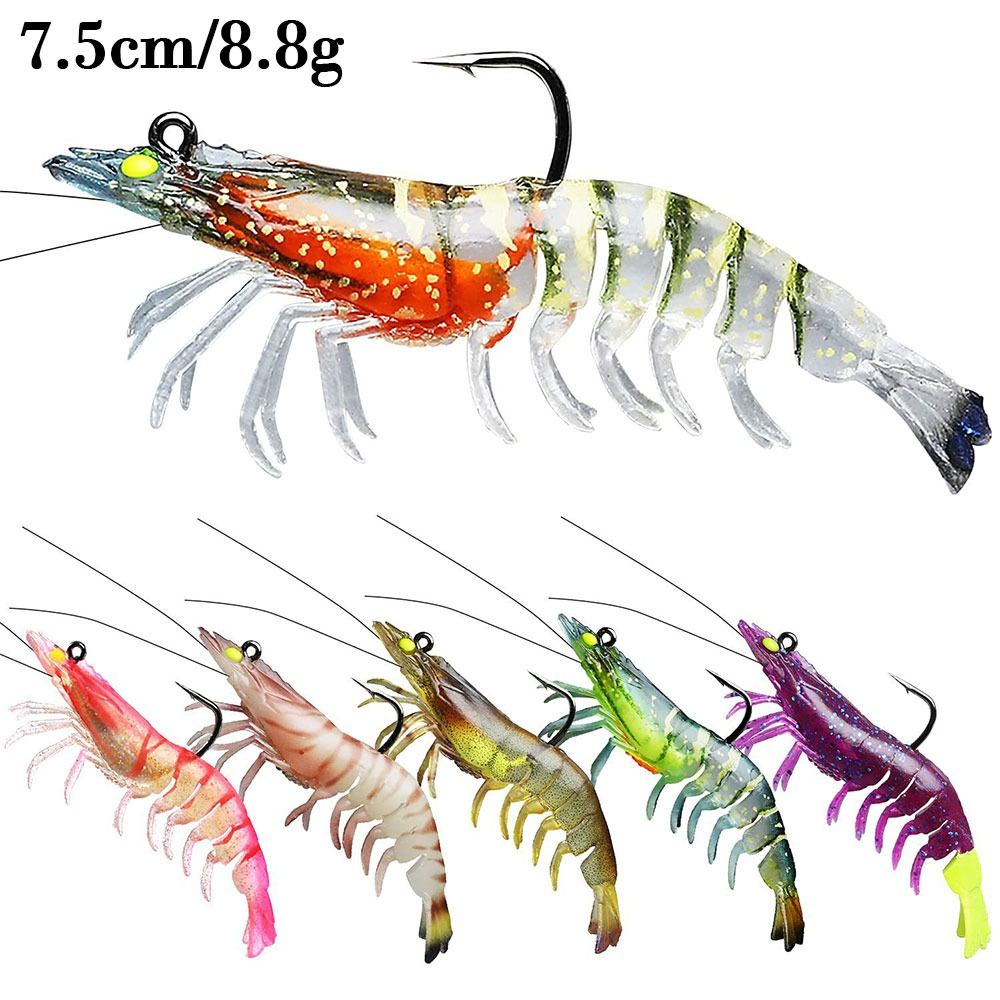 เหยื่อตกปลาซิลิโคน รูปกุ้งปลอม เรืองแสง ขนาด 9 ซม. 11.5 กรัม 7.5 ซม. 8.8 กรัม 1 ชิ้น