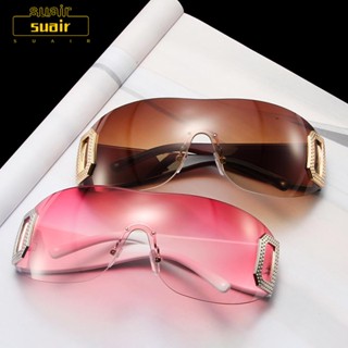 Suair Rimless Y2K แว่นตากันแดดแฟชั่น ขนาดใหญ่ ป้องกันรังสียูวี 400