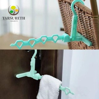 Tarsureth ราวตากผ้าพลาสติก พับได้ สีชมพู ขาว 4 หลุม แบบพกพา สําหรับห้องซักรีด 2 ชิ้น