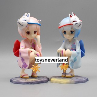 ฟิกเกอร์ Re:Life in A Different World From Zero Figures Kimono Rem Ram Young Summer Firework ขนาด 12 ซม. 2 ชิ้น ต่อชุด