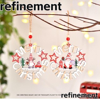 Refinement จี้ไม้ฉลุลายซานตาคลอส สโนว์แมน แฮนด์เมด สําหรับแขวนตกแต่งต้นคริสต์มาส