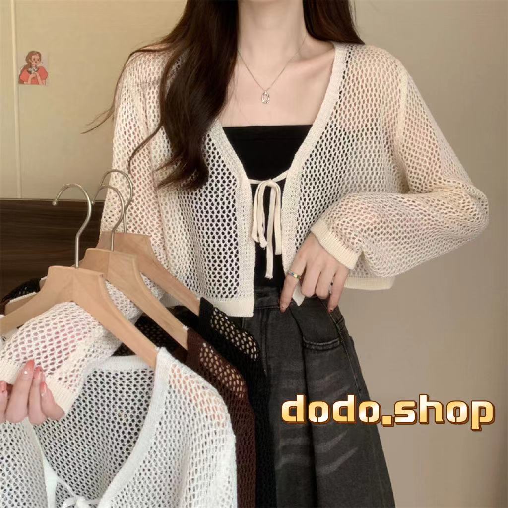 DODOสินค้าใหม่พร้อมส่ง**เสื้อคลุมไหมพรมแขนยาวดีเทลถักไหมพรมน่ารักๆ (053/3186)