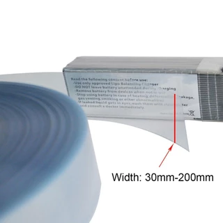 BUBBZO 1 เมตร PVC ท่อหดความร้อน, ปลอกฉนวนแบตเตอรี่ลิเธียมห่อฟิล์ม, 30 มม.-200 มม. กว้างหดได้ 18650 Lipo แบตเตอรี่สายแขน 18650 แบตเตอรี่ Lipo