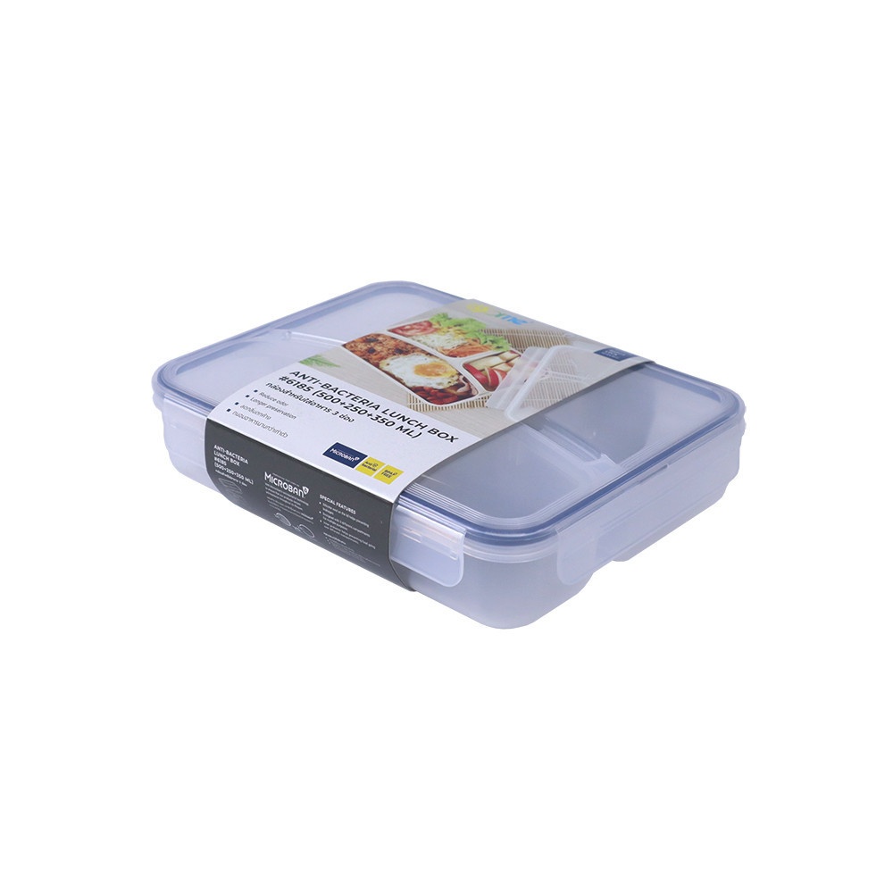 PP SUPERLOCK กล่องถนอมอาหารสี่เหลี่ยม SUPERLOCK แบ่ง 3 ช่อง #6185