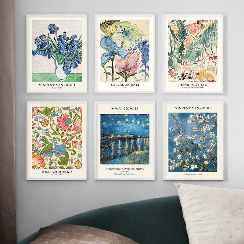 Van Gogh Star แจกัน Series Wall Art Misse ดอกไม้ Vintage ภาพวาดผ้าใบดอกไม้ Market Art พิมพ์ห้องนั่งเล่นตกแต่งบ้าน