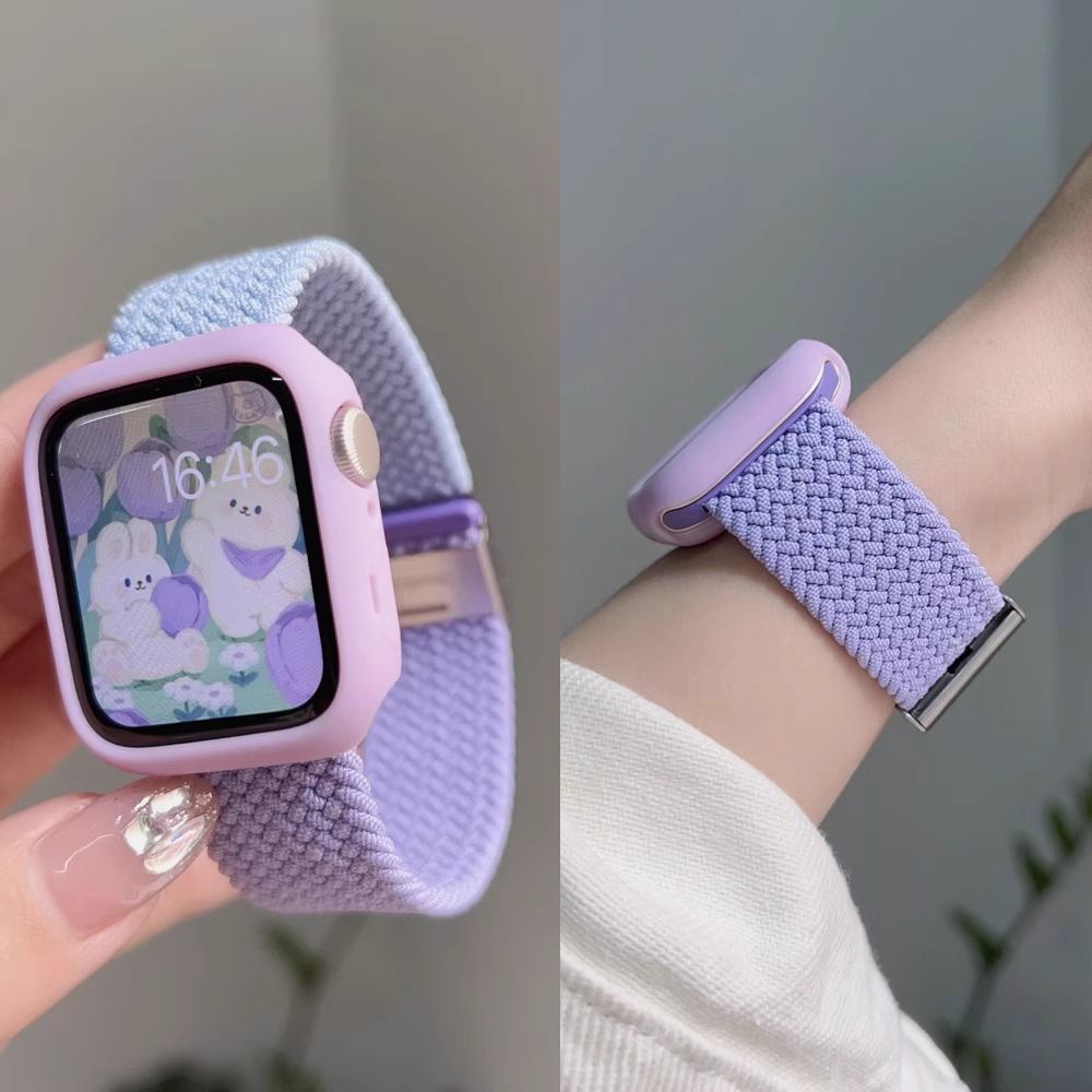 สายนาฬิกา Apple S7/8รุ่นผู้หญิงรุ่นใหม่ applewatch5/6 /se สายนาฬิกาไนลอนทอสายนาฬิการะบายอากาศ