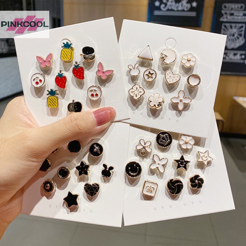 Pinkcool 10 ชิ้น เข็มกลัด หัวเข็มขัด มุก กระดุมคอ หมุด ผู้หญิง กระดุมข้อมือ ตกแต่ง ขายดี