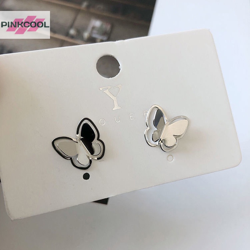 Pinkcool ขายดี ต่างหู รูปผีเสื้อ ขนาดเล็ก สไตล์ญี่ปุ่น และเกาหลีใต้ สวยหรู เรียบง่าย สําหรับนักเรียน
