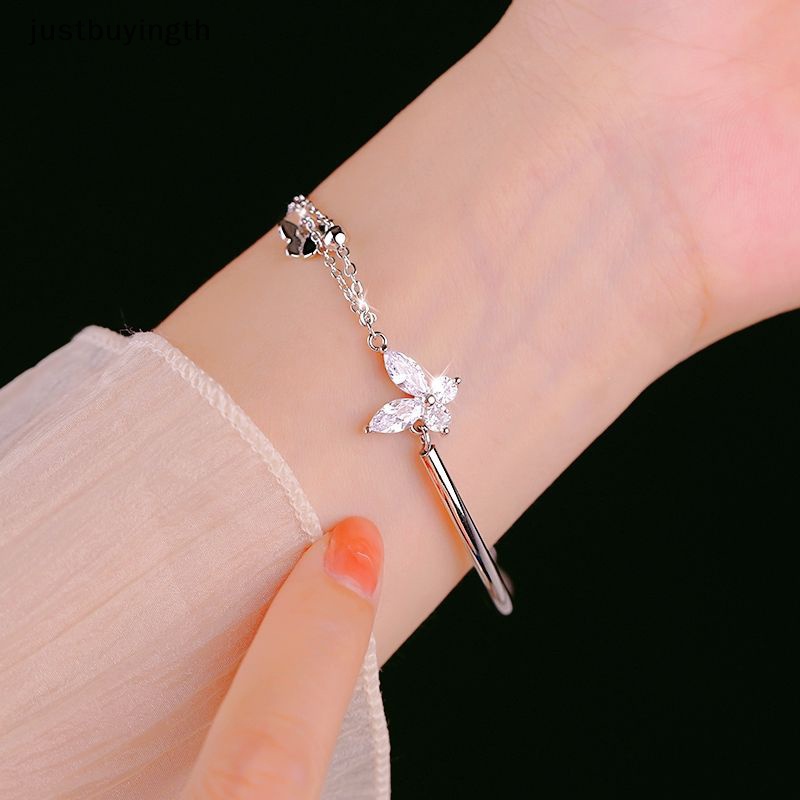 [JBTH] สร้อยข้อมือ กําไลข้อมือ โซ่ หลายชั้น ประดับเพทาย ผีเสื้อ แวววาว สีเงิน เครื่องประดับแฟชั่น สําหรับผู้หญิง [JB]